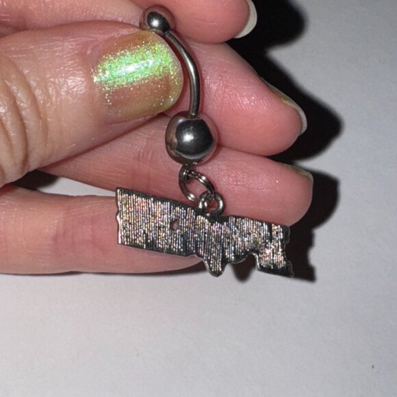 White and Green Fox Dangle Belly Ring - Picture 8 of 10